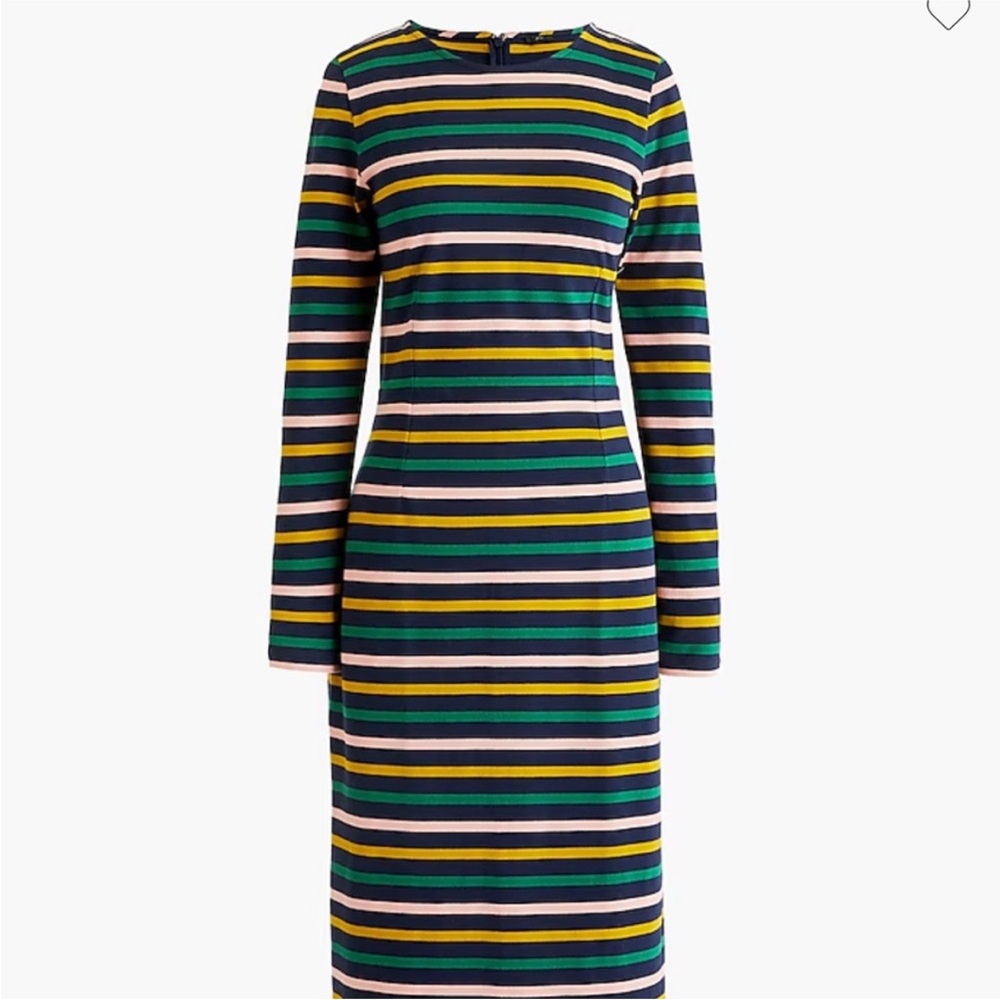 J Crew multicolor stripped 3/4 sleeve knee length dress.  EUC - size 4p